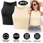 2-Piece: Women Sleeveless Cropped Tank top High Neck