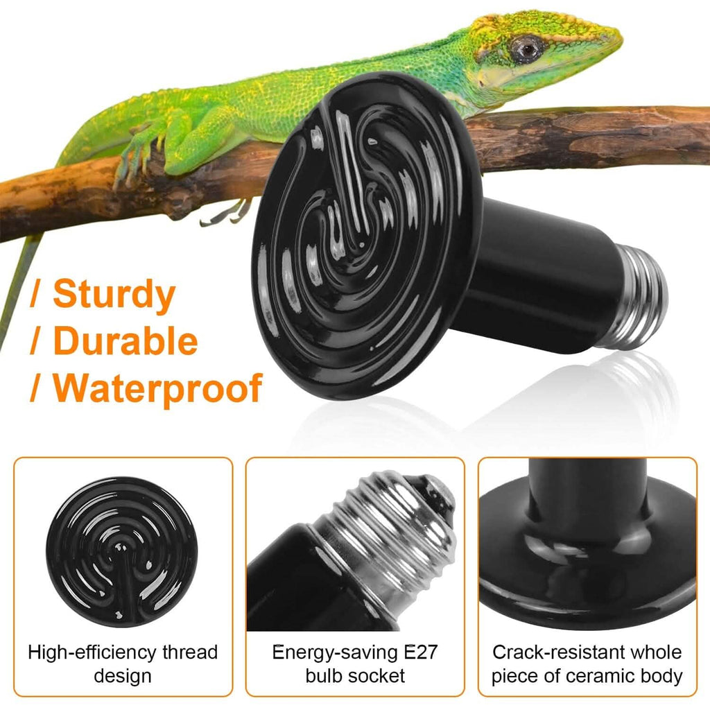 2-Pieces: 150W Infrared Reptile Heat Lamp No Light Emitting