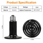 2-Pieces: 150W Infrared Reptile Heat Lamp No Light Emitting