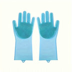2-Pieces: 2-in-1 Pet Dog Bath Gloves with Silicone Brush