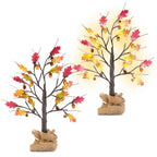2-Pieces: 2FT Artificial Lighted Maple Tree with 24-Pieces Warm White LED Beads