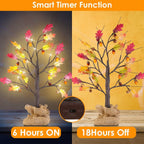 2-Pieces: 2FT Artificial Lighted Maple Tree with 24-Pieces Warm White LED Beads