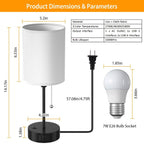 2-Pieces: Bedside Lamps 3 Color Modes USB C+A AC Output Ports Pull Chain
