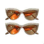 2-Pieces: Bling Rhinestone Cat Eye Sunglasses