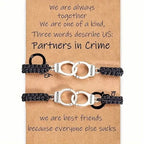 2-Pieces: Classic Vintage Handcuff Charm Friendship Bracelets
