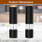 2-Pieces: Electric Salt and Pepper Grinder Battery Powered with Adjustable Coarseness