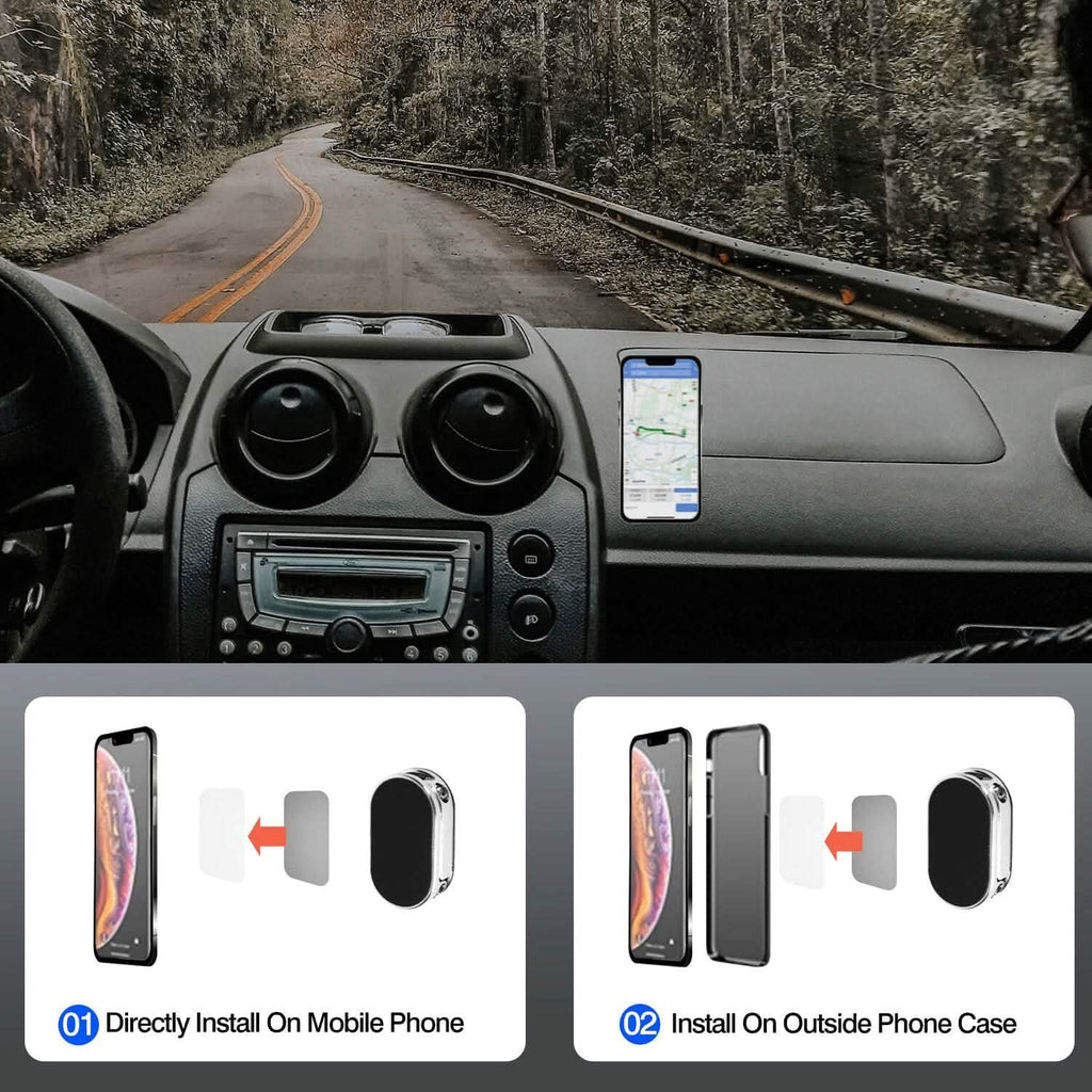 2-Pieces: Foldable Magnetic Car Phone Holder