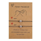 2-Pieces: Luminous Flat Round Shape Beads Braided Bracelet with Heart Shape Pattern