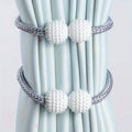 2-Pieces: Magnetic Curtain Tiebacks with Faux Pearls