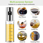 2-Pieces: Oil Dispenser Mister Refillable Stainless Steel Glass Vinegar with Measurement Oil Control Diet