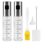 2-Pieces: Oil Dispenser Mister Refillable Stainless Steel Glass Vinegar with Measurement Oil Control Diet