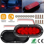 2-Pieces: Oval LED Brake Light 10 LED Lamp Stop Turn Tail Light