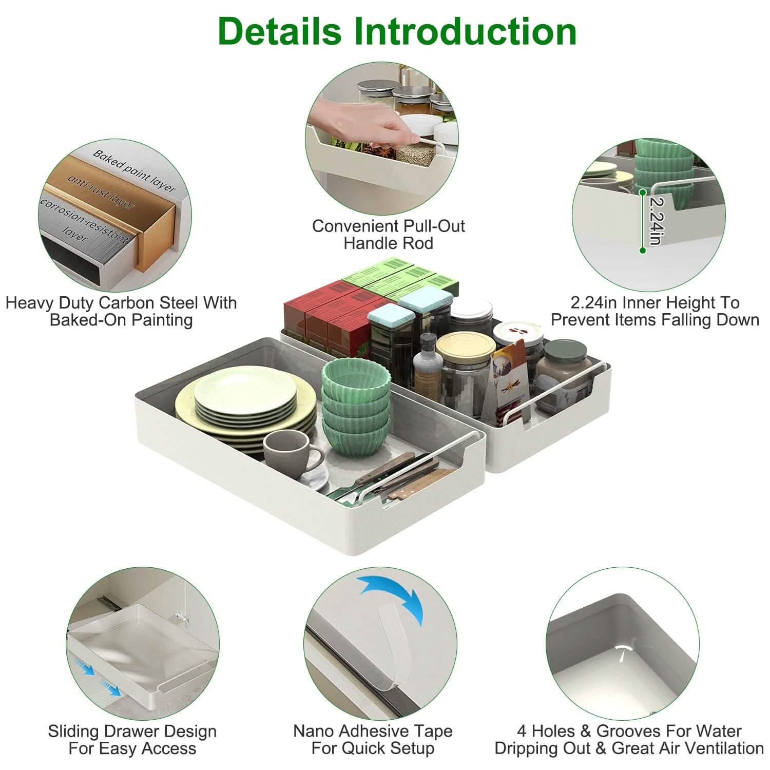 2-Pieces: Pull Out Cabinet Organizers