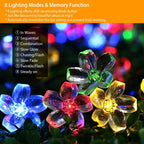 2-Pieces: Solar Power String Lights 50 LED Beads Fairy Sakura Flower