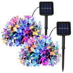 2-Pieces: Solar Power String Lights 50 LED Beads Fairy Sakura Flower