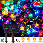 2-Pieces: Solar Power String Lights 50 LED Beads Fairy Sakura Flower