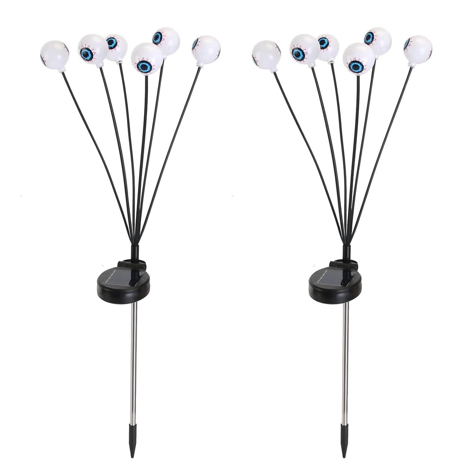 2-Pieces: Solar Scary Eyeball Lights Halloween Decoration Swaying Light