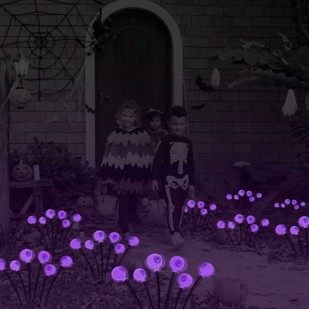 2-Pieces: Solar Scary Eyeball Lights Halloween Decoration Swaying Light