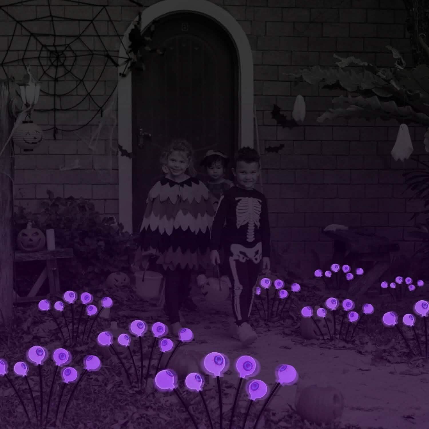 2-Pieces: Solar Scary Eyeball Lights Halloween Decoration Swaying Light