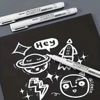 2-Pieces: White Marker Pen Alcohol Paint Oily Waterproof Tire Painting Graffiti Pens