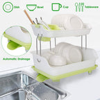 2-Tier Dish Drying Rack Cutlery Drainer