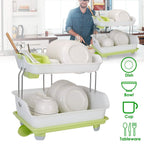 2-Tier Dish Drying Rack Cutlery Drainer