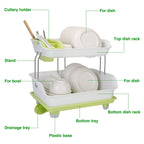 2-Tier Dish Drying Rack Cutlery Drainer