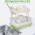 2-Tier Dish Drying Rack Cutlery Drainer