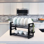 2-Tier Dish Drying Rack Drainboard Set