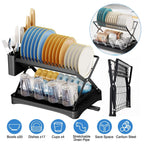 2-Tier Dish Drying Rack with Cup Holder and Drainboard