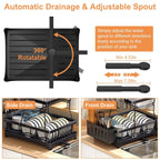 2-Tier Dish Rack Drainer Organizer Set with Utensil Cup Holder Rack Swivel Spout
