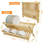 2-Tier Foldable Bamboo Dish Drying Rack