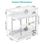 2-Tier Height Adjustable Under Sink Organizer with Flexible Wheels 2 Clear Trays