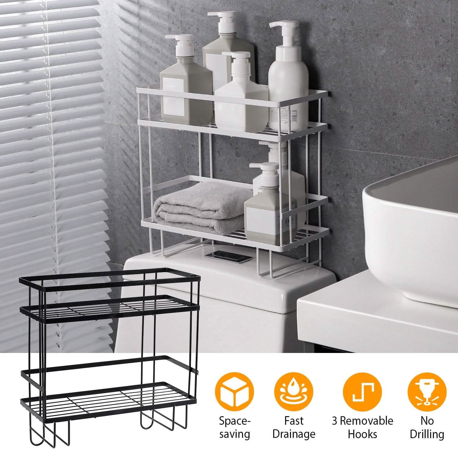 2-Tier Over the Toilet Storage Shelf Rack