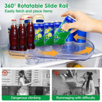 2-Tier Turntable Organizer Rectangular Refrigerator Spinner Storage Rack with 360° Rotatable Slide Rail