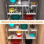 2-Tier Under Sink Organizer Retractable Kitchen Rack Holder