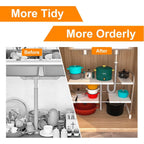 2-Tier Under Sink Organizer Retractable Kitchen Rack Holder