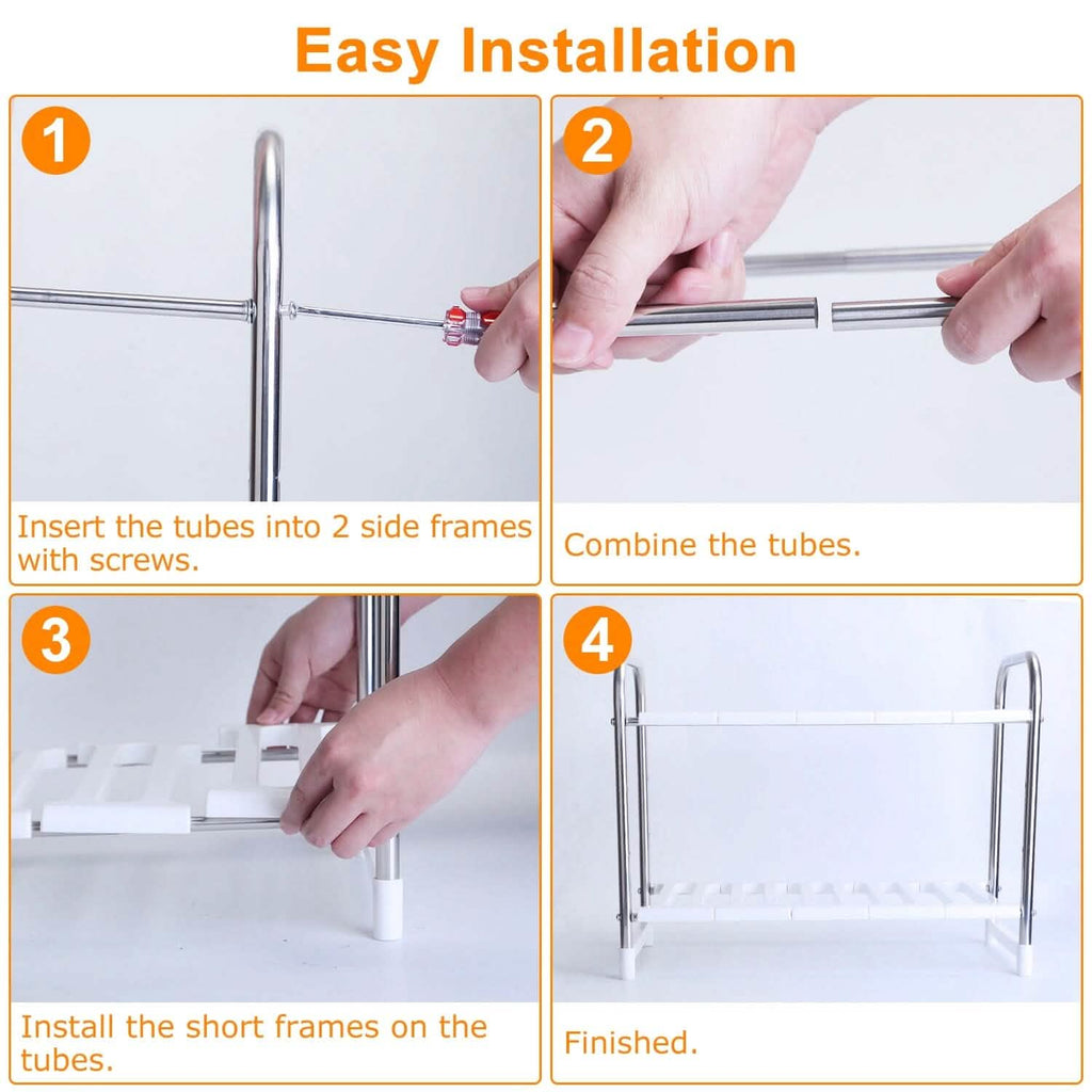 2-Tier Under Sink Organizer Retractable Kitchen Rack Holder