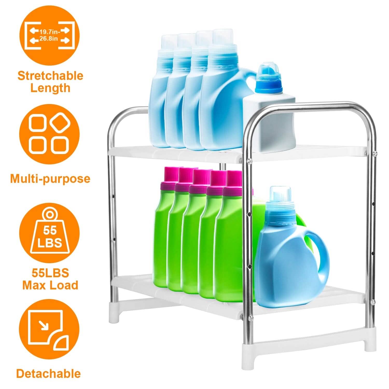2-Tier Under Sink Organizer Retractable Kitchen Rack Holder