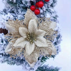20-Pieces: Artificial Poinsettia Flowers Christmas Ornament