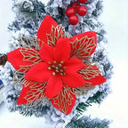20-Pieces: Artificial Poinsettia Flowers Christmas Ornament