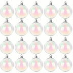 20-Pieces: Clear Iridescent Plastic Ornaments Balls for Crafts