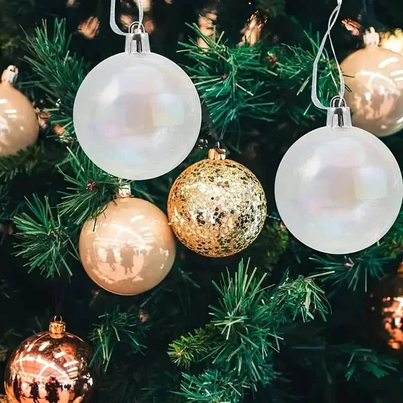20-Pieces: Clear Iridescent Plastic Ornaments Balls for Crafts