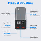 20000mah 65W USB-C PD Laptop Power Bank Fast Charging