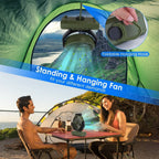 20000mAh Rechargeable Oscillating Camping Fan with Flashlight Hanging Hook Remote Control