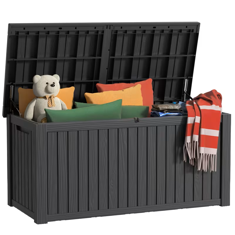 75 Gallon Heavy-Duty Outdoor Deck Box - Waterproof, Lockable