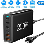 200W Fast Wall Charger with 6 Charging Ports Desktop USB Charging Station