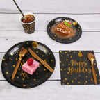 201 Pieces: Black Gold Disposable Dinnerware Set