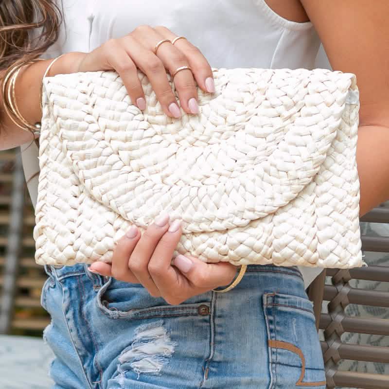 Foldover Straw Clutch