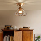 Single-Bulb Flush Mount Lighting Minimalism Scalloped Metal Semi Flush Mount in Brass